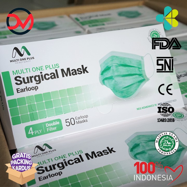 Masker Multi One Plus Surgical 4ply / Masker Medis Earloop 4 ply