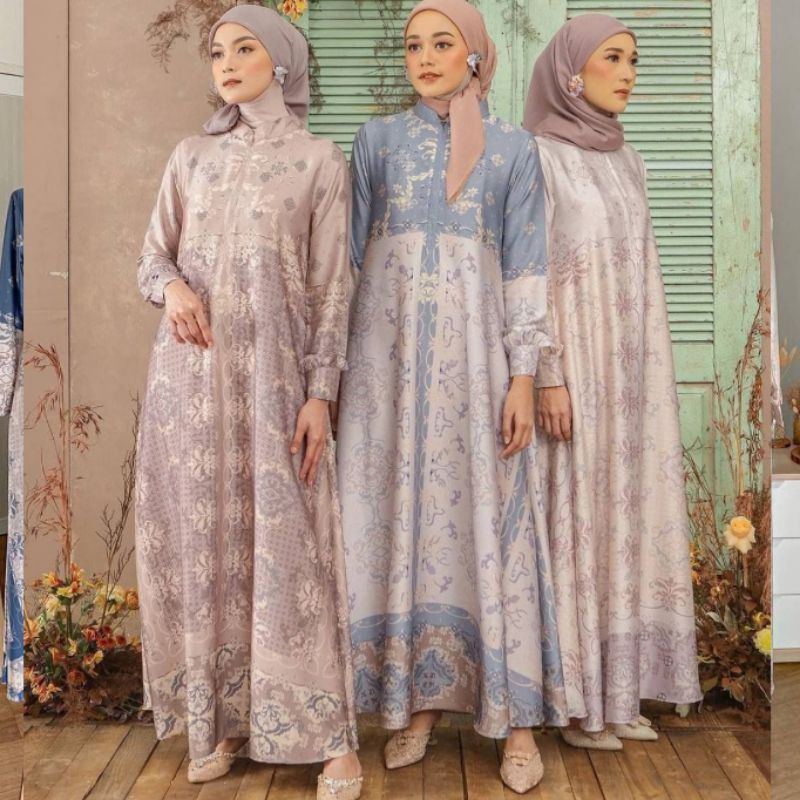 DRESS AURORA BAJU WANITA / GAMIS ARMANY / MAXMARA SILK MOTIF / DRESS WANITA