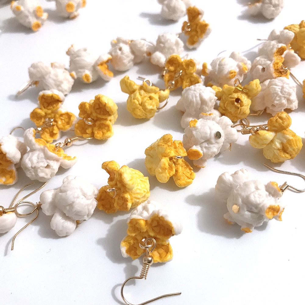 Hu Hu Hu Hu Hu Alat Bantu Pasang Kacamata♡ Anting Kait Gantung Wanita Desain Popcorn Lucu Untuk Pestaclubhadiah