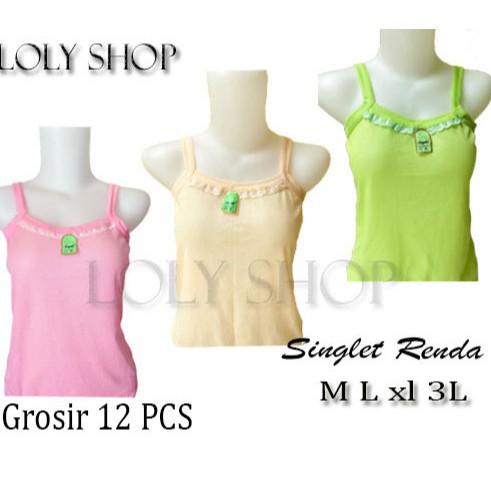 ➹ 12 PCS Singlet Renda Wanita Remaja / Grosir Singlet Renda M L XL 3L ✪