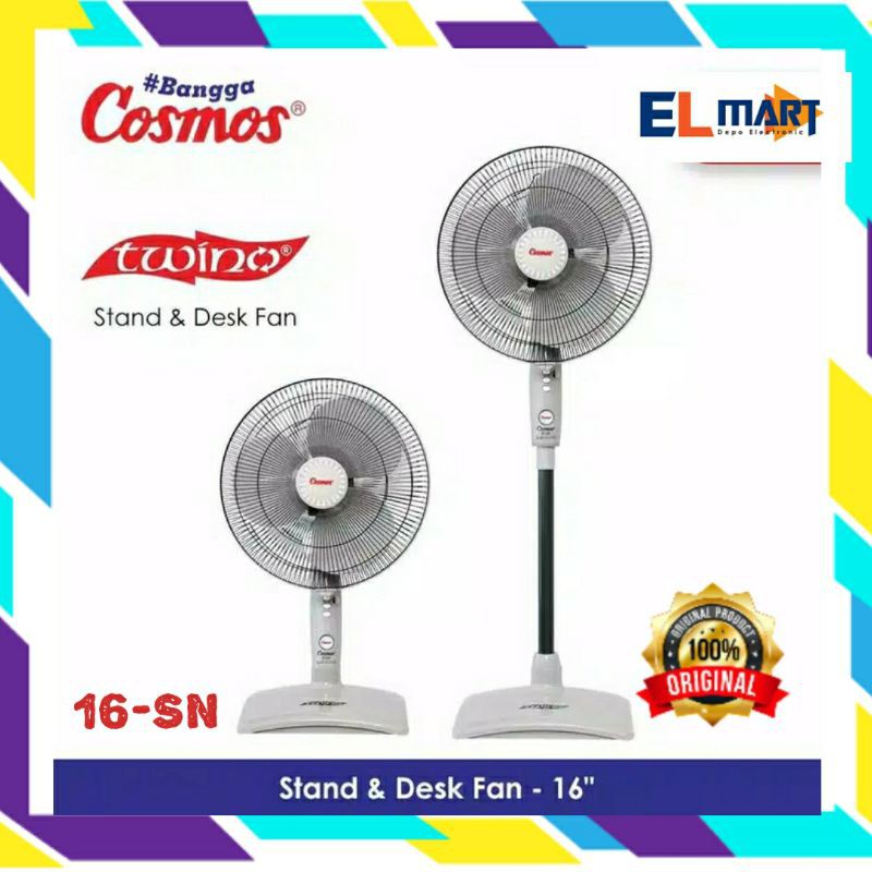 Kipas Angin Cosmos 2in1 twino stand &amp; desk fan 16inch 16SN  berdiri meja 16&quot; 16 SN