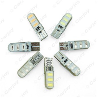 Lampu LED T10 Silicone Case 6 SMD 5730 Crystal Jelly Lampu Senja Sen Strobo Kedip Mobil Motor DC12V