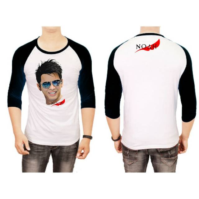 KAOS SAHABAT NOAH ARIEL RAGLAN HITAM PUTIH SIZE S M L XL XXL