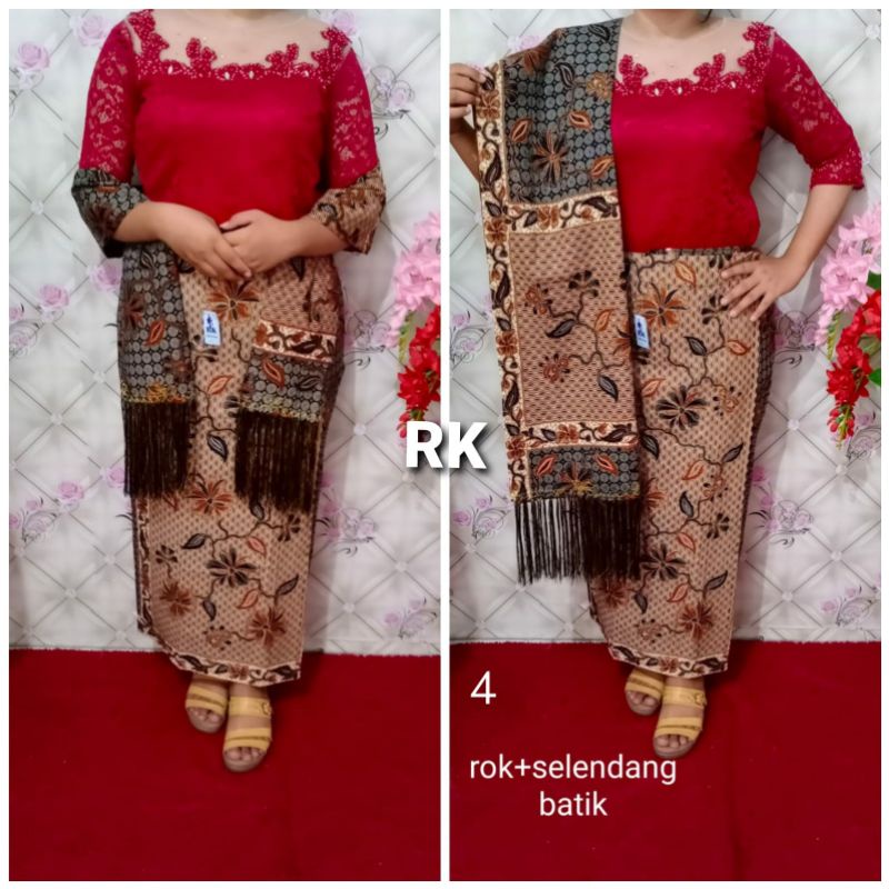 Rok dan Selendang Bordir Motif Batik-2