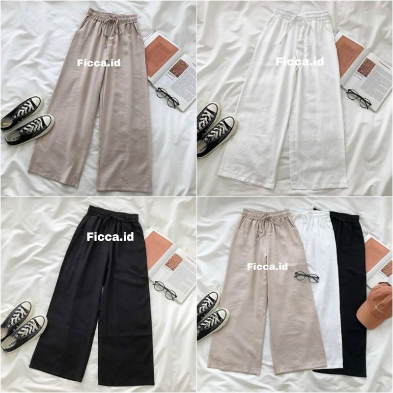 WIDI PANTS KULOT SERUT bahan katun Linen rami