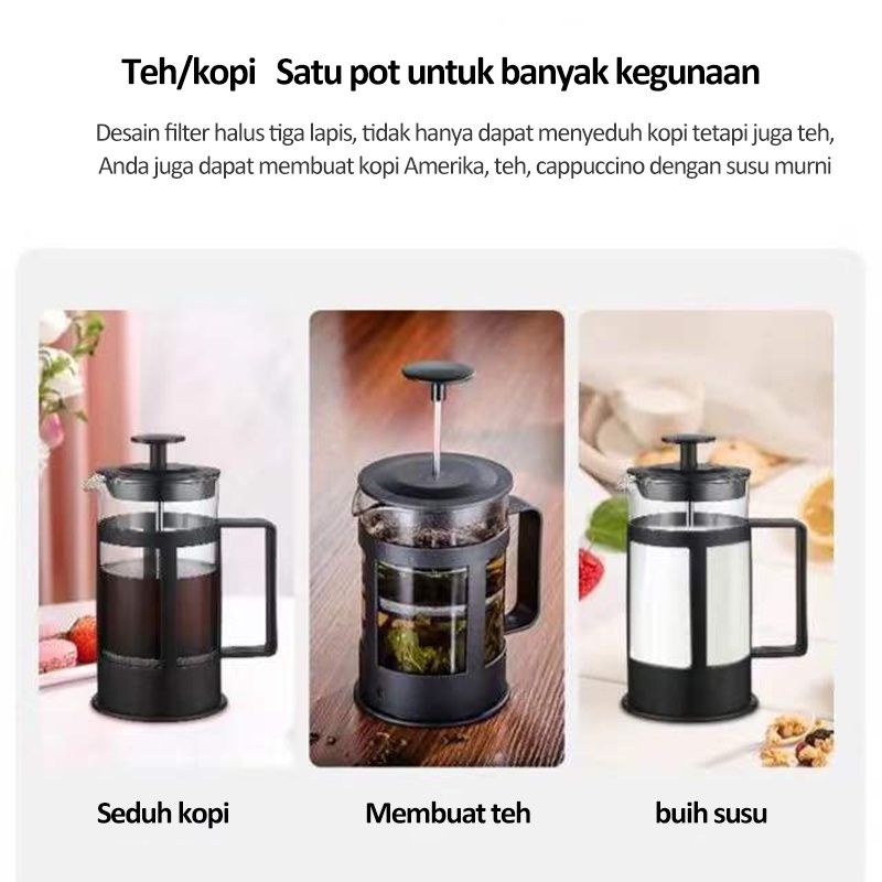 S3A_STORE FRENCH PRESS 350ML COFFEE PLUNGER MAKER KACA GELAS FILTER ALAT SEDUH KOPI TEH 350ML COFFEE