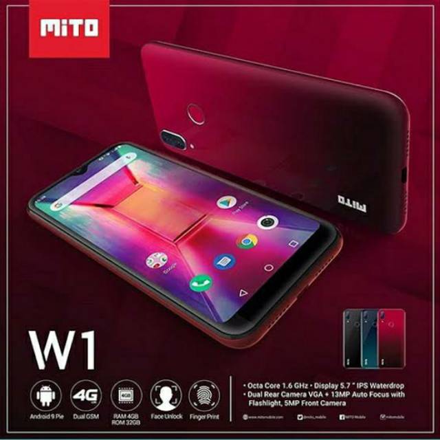 MITO W1 RAM 4GB ROM 32GB LCD 5,7"ips WATERDROP FINGERPRINT  GARANSI RESMI