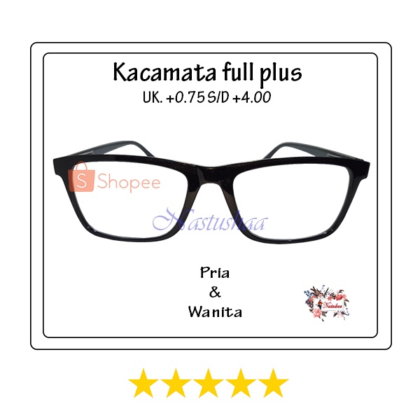 Kacamata Baca Lensa Plus Bingkai Kotak +0.75 s/d + 4.00 Kacamata Rabun Dekat Pria dan Wanita Reading Glasses NOCASE