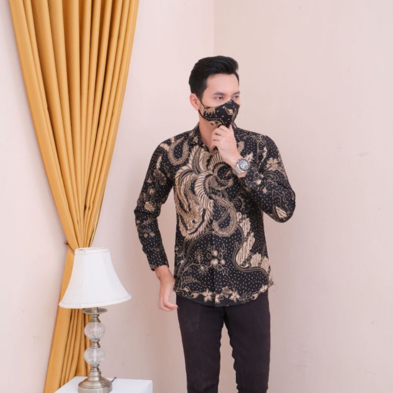 KEMEJA BATIK PEKALONGAN PRIA LENGAN PANJANG PREMIUM FULL FURING SLIM FIT BATIK ALUNA KEKINIAN  019