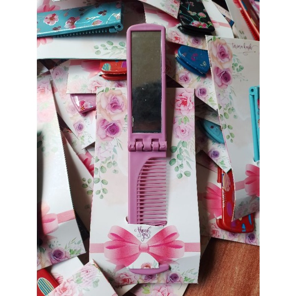 Souvenir sisir kaca lipat kemas alas shaby souvenir pernikahan unik dan murah