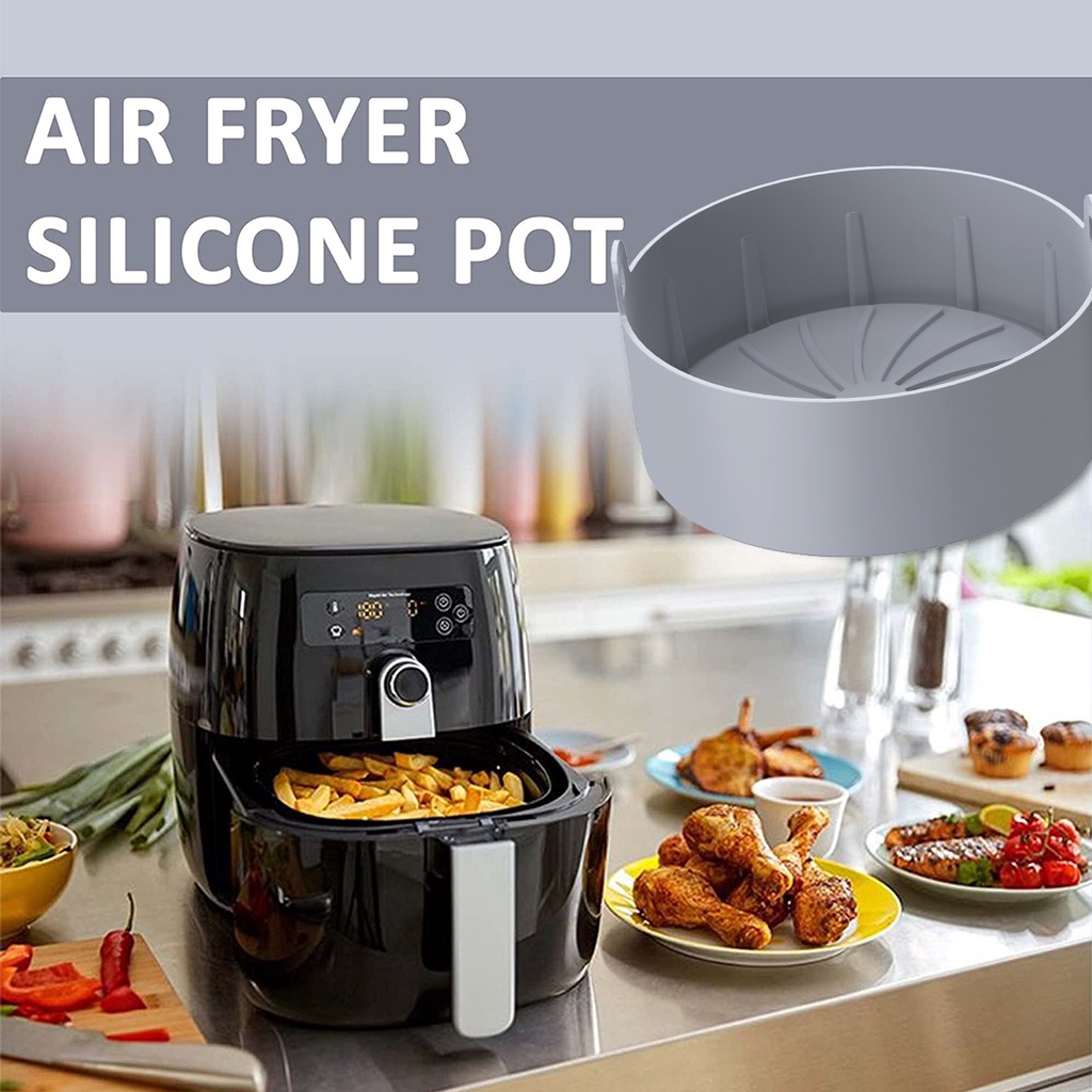 Panci Air Fryer Bahan Silikon Tahan Panas Dengan Gagang Dapat Digunakan Kembali