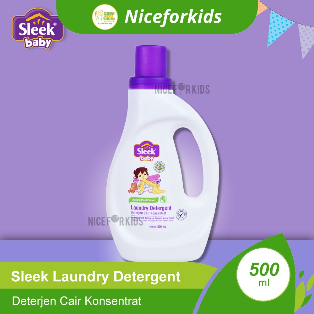 Sleek Baby Laundry Detergent 500ml Kemasan Botol / Deterjen Cair Konsentrat / Sabun Cuci Baju Bayi