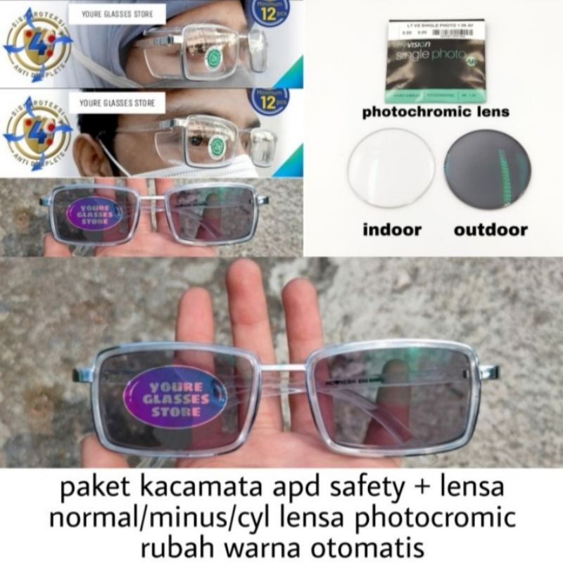 KACAMATA SAFETY PAKET PHOTOCROMIC ANTI RADIASI