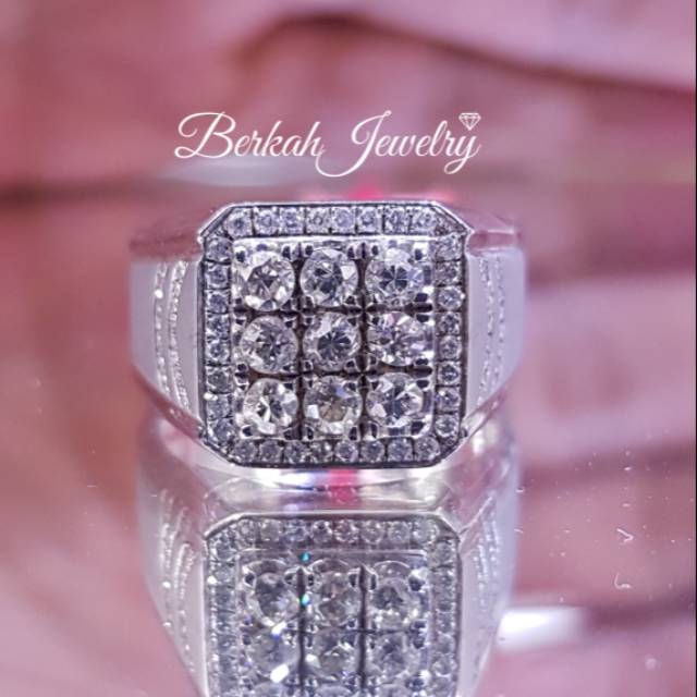 Cincin PRIA PERAK BERLIAN 0,99 Carat Asli Natural Diamond Sertifikat