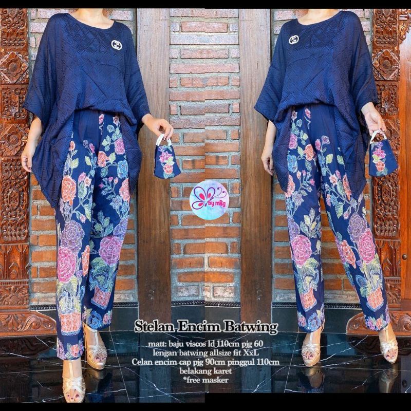 Set Batik Encim Batwing Cantik