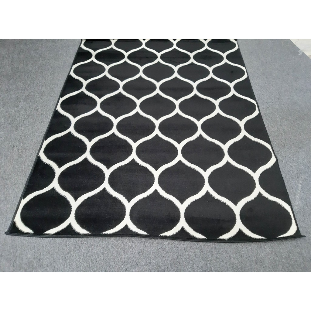 KARPET LANTAI MAROC 100X150 ALL BLACK MOTIF-7