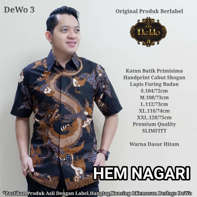 Hem Batik NAGARI Bahan Katun Primisima Full Furing