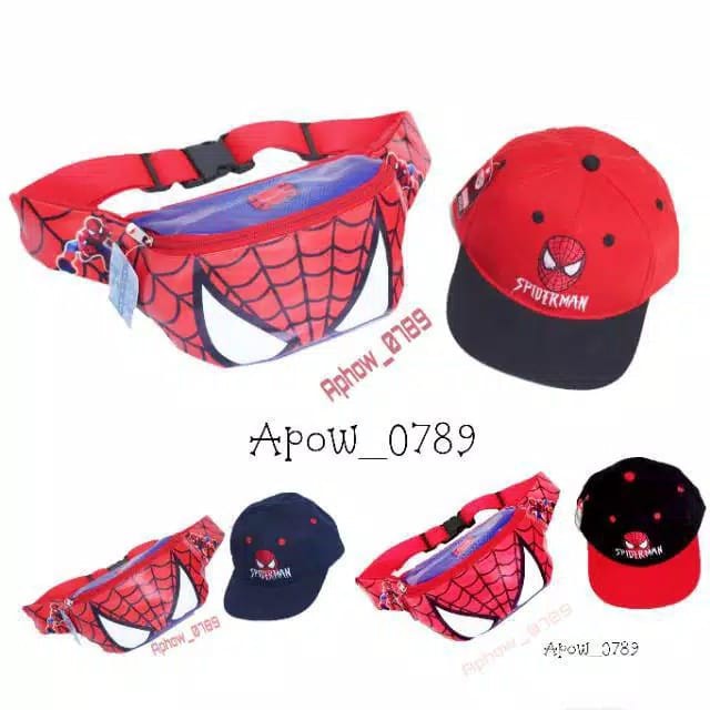 KSO_BAG - Tas Selempang WaistBag Anak Laki-Laki 2In1 Terbaru 2021 Motif Carakter Spiderman Termurah