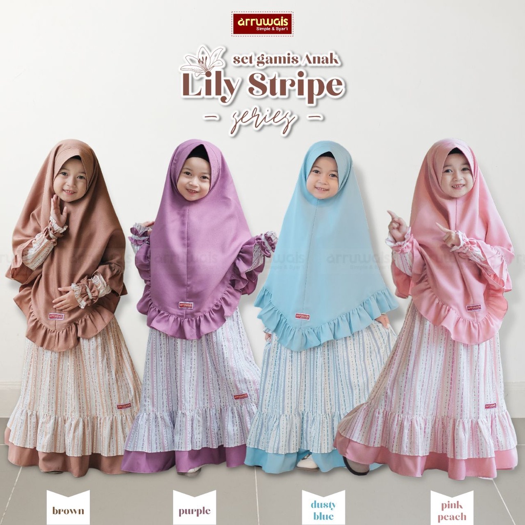 READY ✅ LILY STRIPE ARRUWAIS SET SYARI - GAMIS ANAK REMAJA 1-13 TAHUN - LILY  ARRUWAIS ORIGINAL BRAN