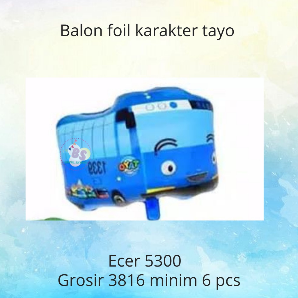 balon foil karakter tayo balon ulang tahun