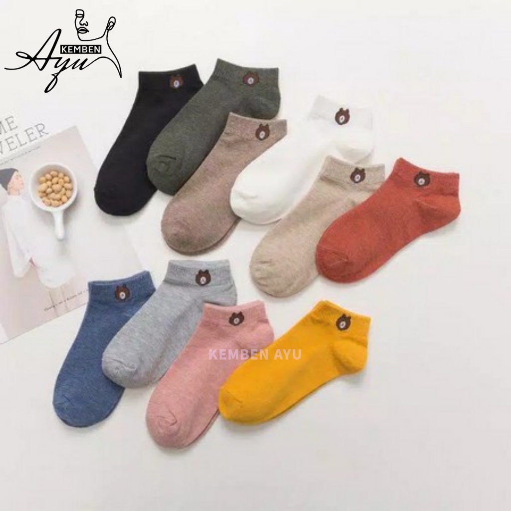 Kaos Kaki Pendek Ankle Wanita Dewasa Motif Beruang Tebal Ala Korea Kaoskaki Bear Tipis Semata Cewek Pelangi Invisible Low Socks Nibras Lucu Mini Tumit Warna Hitam Peach Pastel Kulit Angle Minion Anti Slip Kain Angkle Polos Bts Mata Halus Import Premium-2
