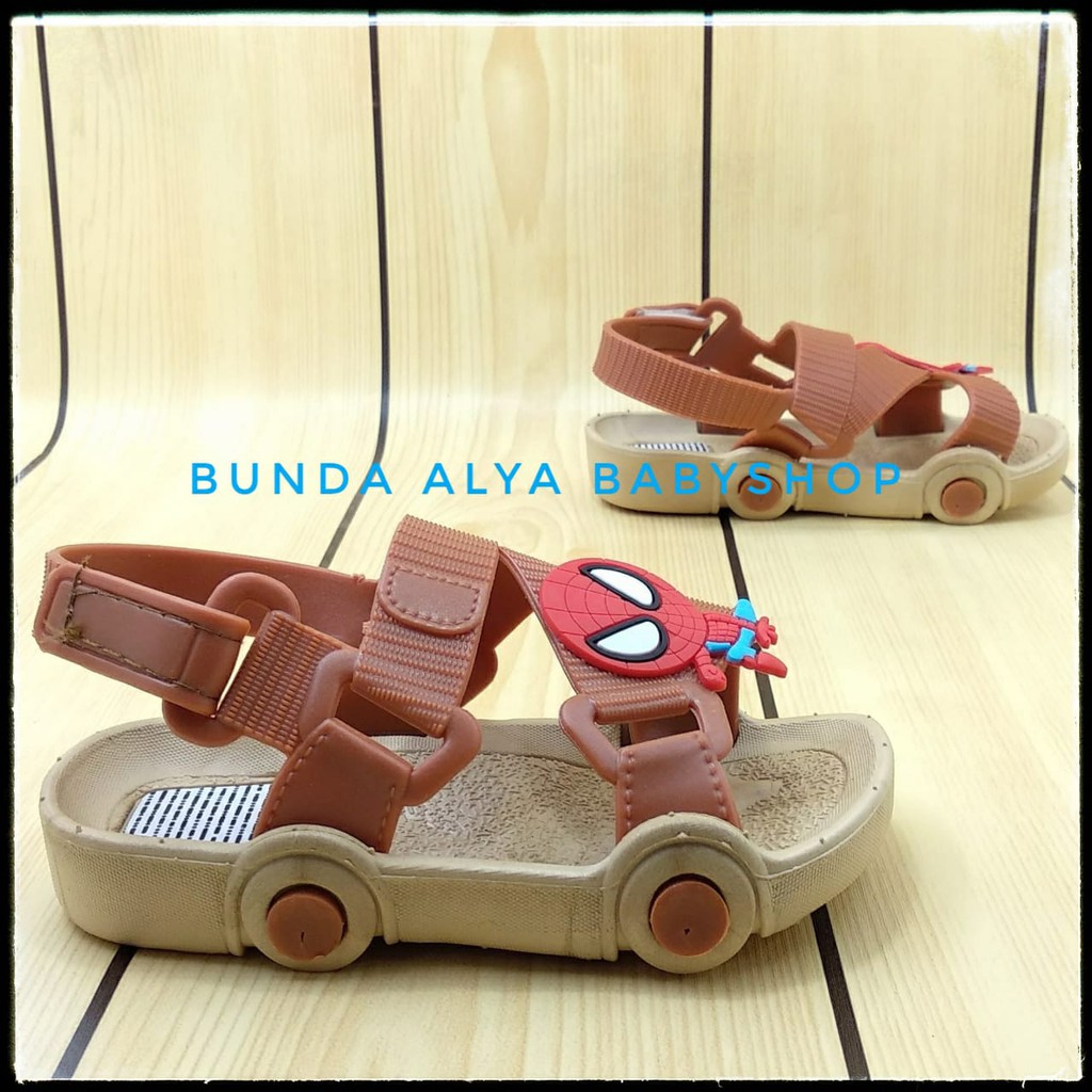 Sendal Anak Laki IMPORT Usia 1 2 3 Tahun Karet AntiSlip - Sepatu Sandal Anak Cowok Lentur COKLAT Kartun Alas Karet Anti Licin