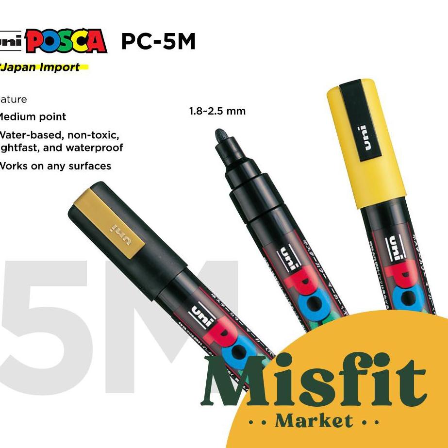 

Paling Diminati.. UNI POSCA PC-5M Paint Marker (Medium Point) PC5M Spidol Warna Warni