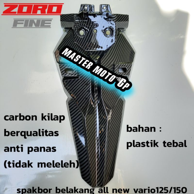 slebor belakang vario 150 / 125 - Spakbord belakang vario 125 vario 150 FI carbon black - buntut spakbor vario 150 carbon ZORO fine