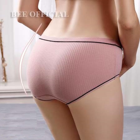 BEE - Celana Dalam Wanita - Underwear Cewek Polos list hitam Pita - Celana Dalam Sexy Gaya Korea Katun 49 / A04 TM