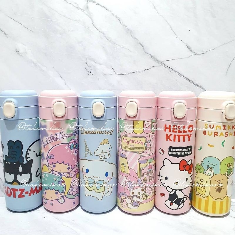 Tumbler / Botol Minum Sanrio Pooh Pocchaco Melody Batzmaru Little Twin Star Pompompurin Hello Kitty Kuromi Cinnamoroll