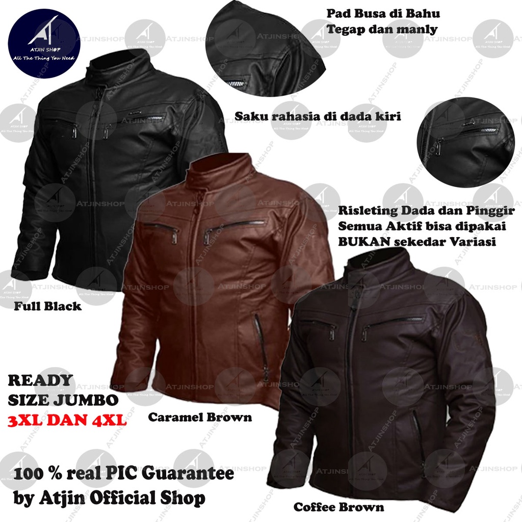 [Ready Size Jumbo] Jaket Kulit Motor Pria Anti Air dan Angin Model Banker Racing / Jaket Touring motor Pria/ Jaket Motor Pria/ Jaket kulit Terbaru 2021/ Jaket Kulit Pria Motor