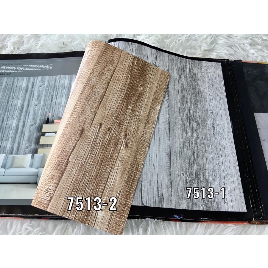 WALLPAPER DINDING MOTIF KAYU 3D COKLAT ABU NATURAL KOREA