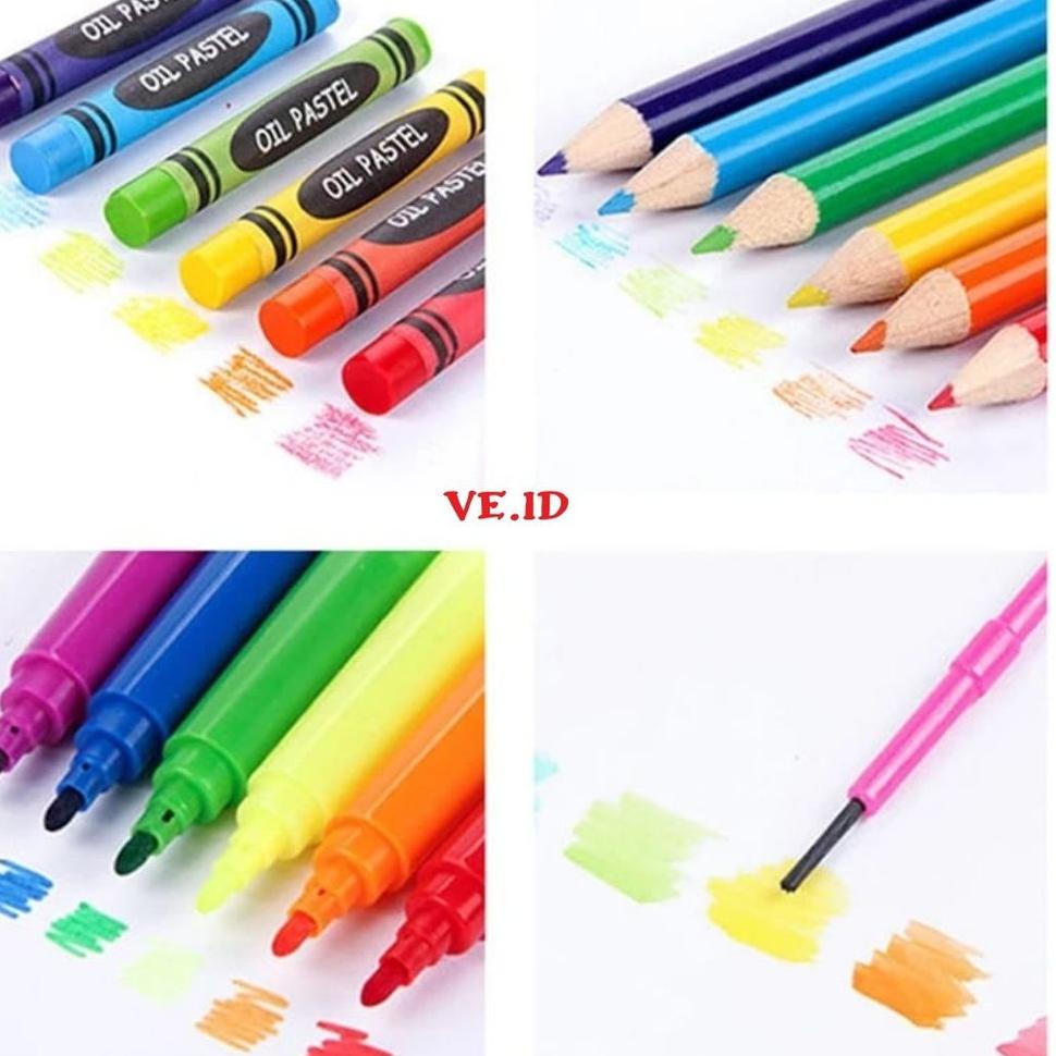 

{M-EQW) {✪) Krayon Lengkap Spidol Warna Oil Pastel/ Crayon Set 150PCS Alat Lukis Mewarnai Anak |top produk)