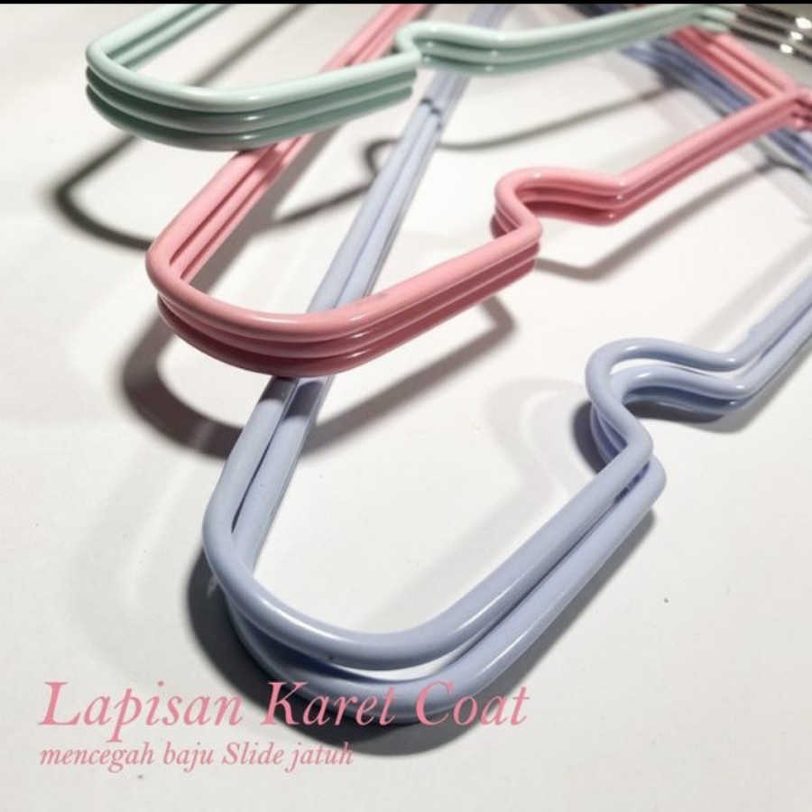 Hanger Gantungan Baju Stainless Anti Karat Lapis Karet Anti Slip 1 pack isi 10 pcs