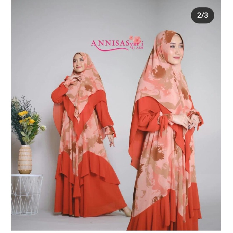 Gamis Syari Annisa Ceruty Babydoll Terbaru | Gamis Annisa Motif Mewah | Gamis Wanita Muslimah ~ COD