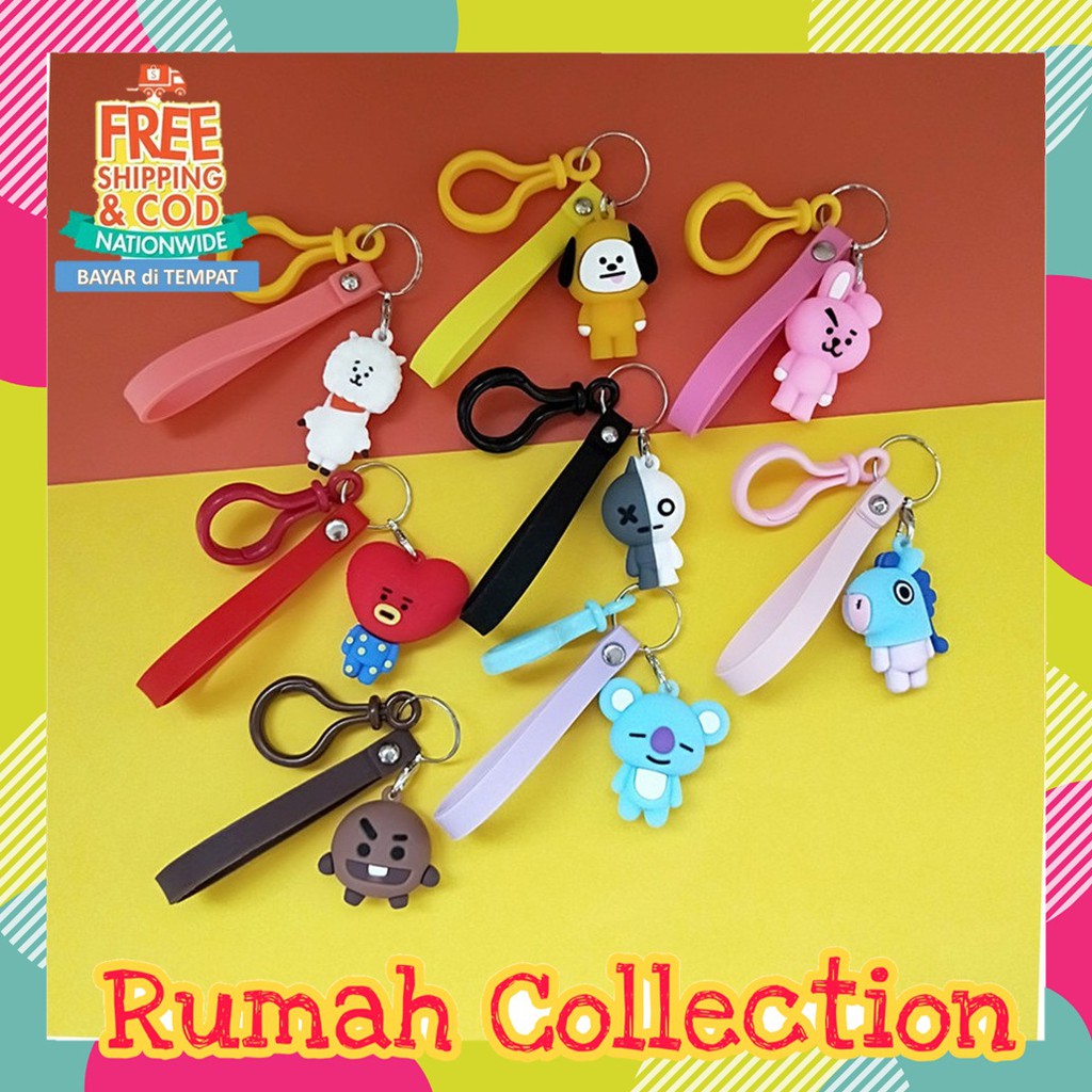 Ukuran Besar Keychain BTS BT21 Gantungan Kunci Cute BTS 