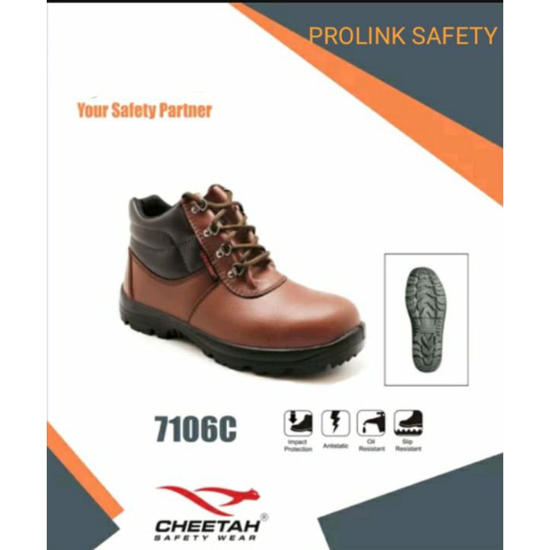 SEPATU SAFETY CHEETAH 7106 COKLAT BARU ORIGINAL