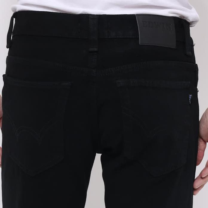 Edwin Celana Jeans London Reguler Fit Pria Panjang Medium Black - Hitam, 27 Best Quality