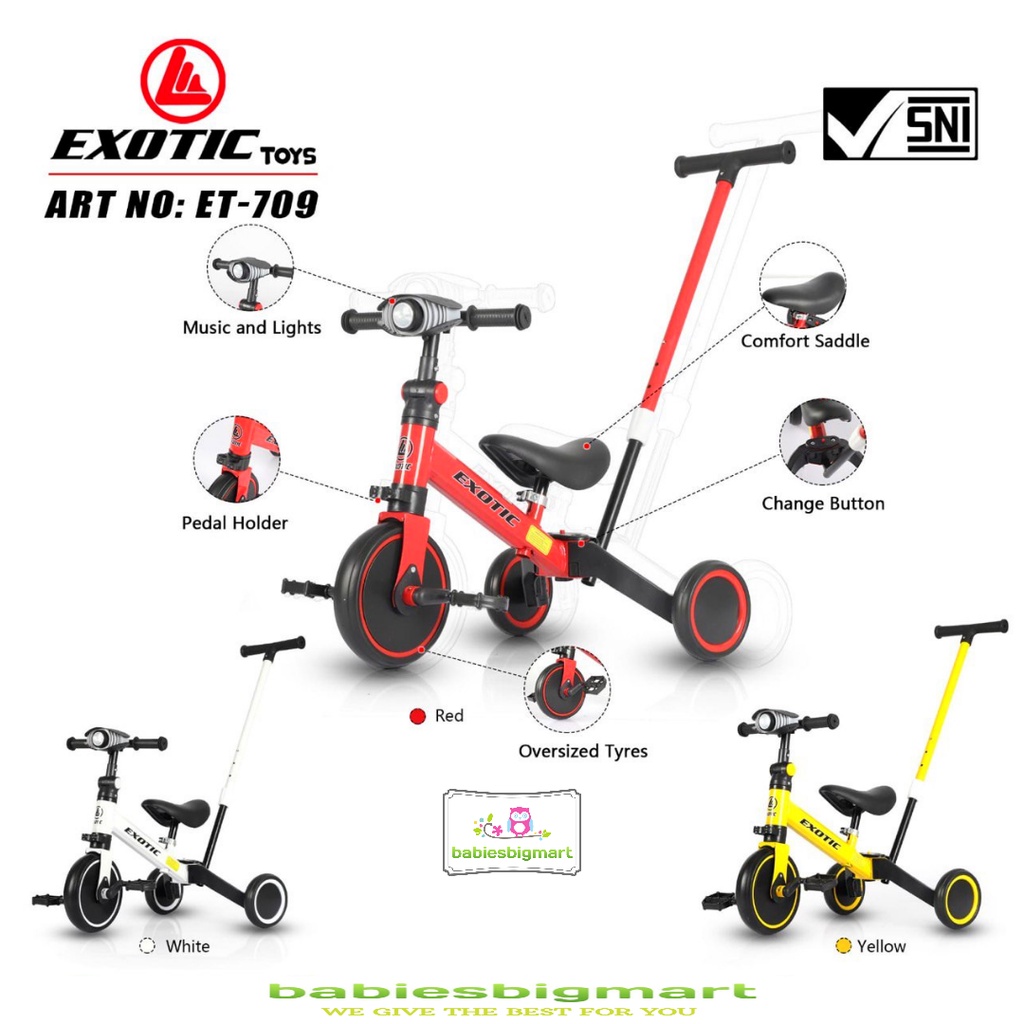 BALANCE BIKE SEPEDA RODA 3 TIGA TRICYCLE PUSH 3IN1 ANAK AVIATOR AT 7901 / 7905 EXOTIC ET 5511 / ET 709 / ET 2011 / ET 2017 / ET 2008 / PACIFIC PC 5022 / GY 717 / NUWA 20 9M / 20 5