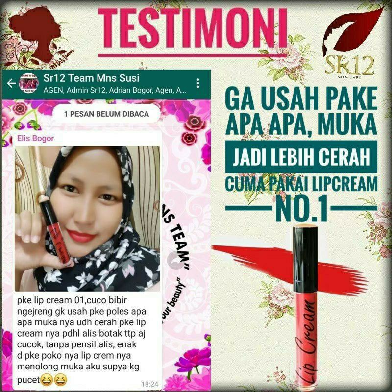 LIP CREAM 01 RED / LIPCREAM SR12 BPOM / BEBAS PARABEN MOIST LEMBUT DAN NYAMAN DI BIBIR