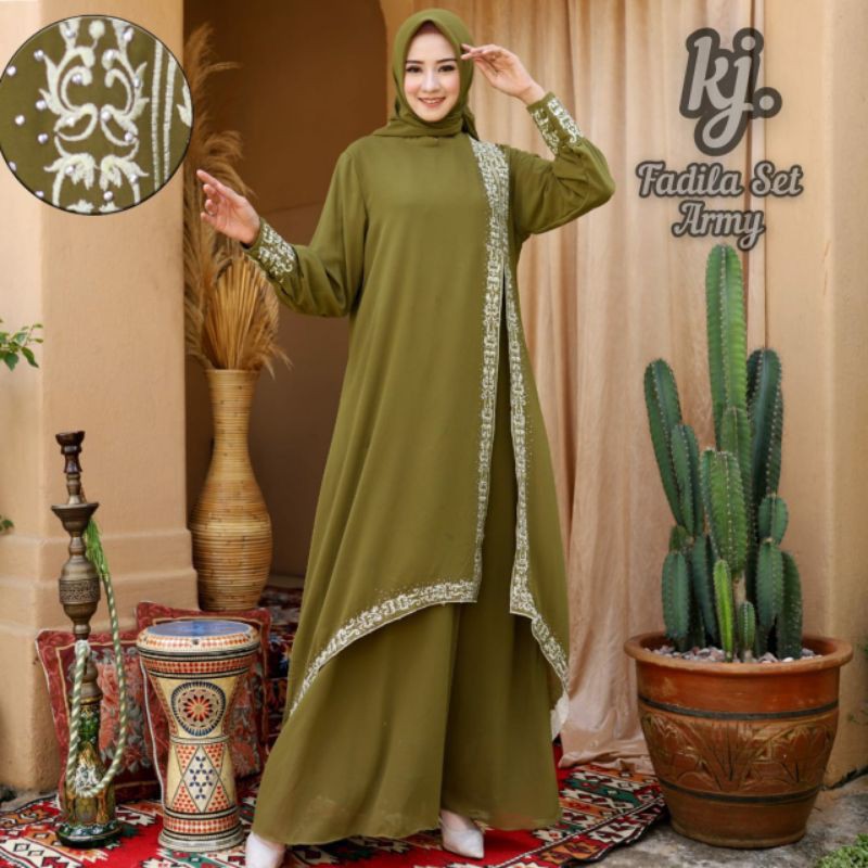 Fadila Set by KJ Gamis Wanita Muslimah Army