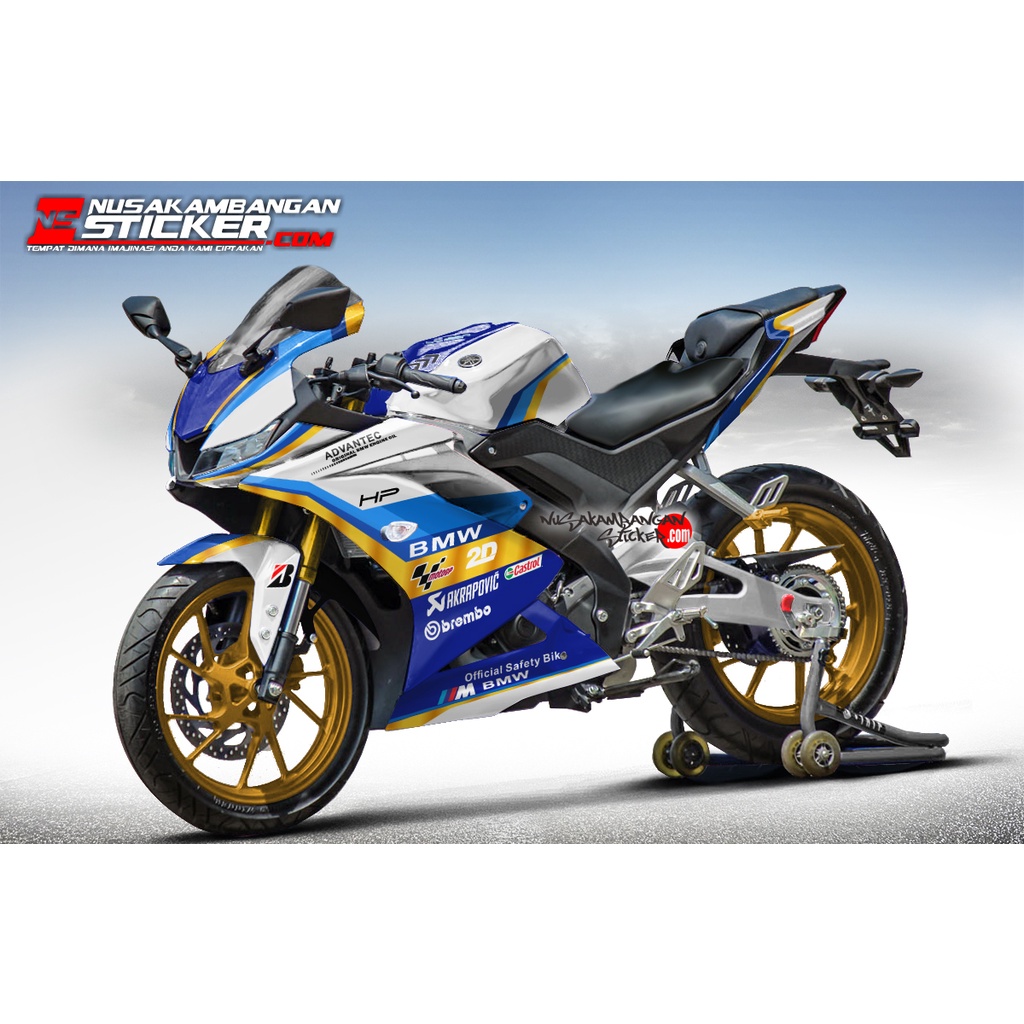 Stiker R15 V3 - BMW SAFETY GOLD WHITE