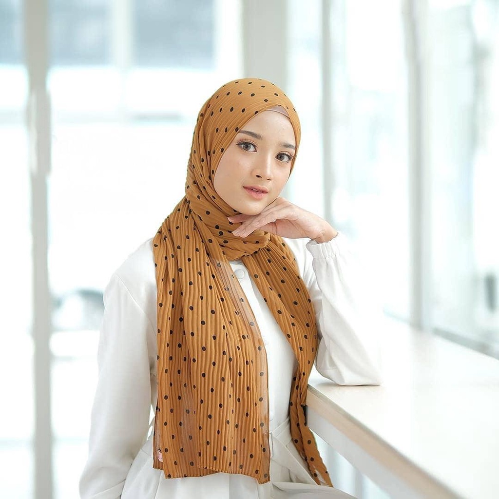 PASHMINA PLISKET FULL POLKADOT /HIJAB PASMINA PLISKET POLKA PREMIUM 180x75-1