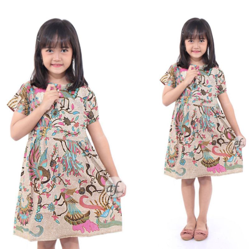 Dres Batik anak Perempuan umur 3-10 tahun-Batik bervariasi BUTIKDIAN