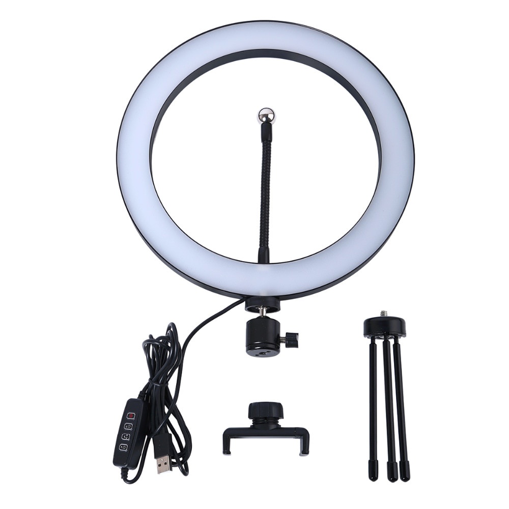 Lampu Halo Ring Light LED Selfie 120 LED 10 Inch with Smartphone Holder + Mini Tripod - RL-128