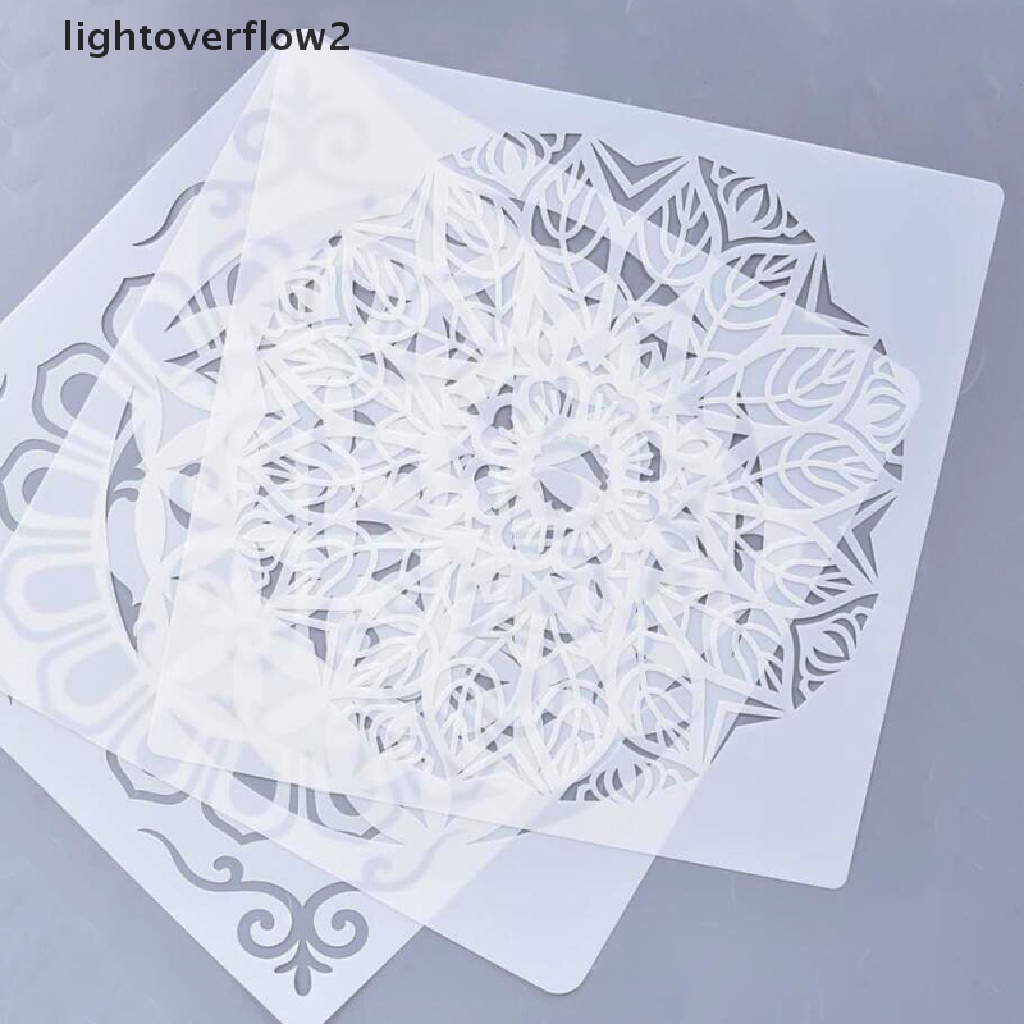 (lightoverflow2) Cetakan Stensil Cutting Dies Motif Mandala Ukuran 30x30cm Untuk Scrapbook / Craft DIY