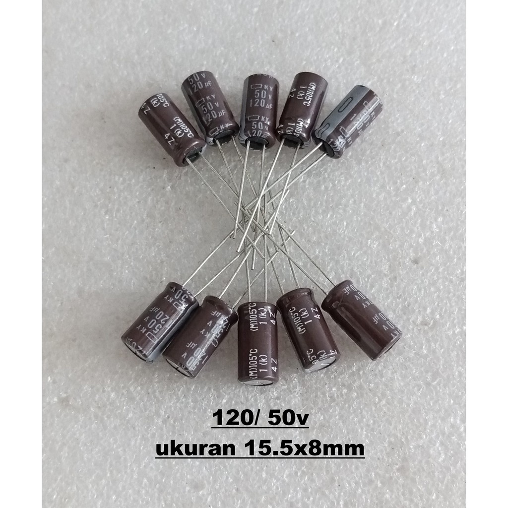 Capacitor Elco 120uf 50v 15.5x8 10pcs