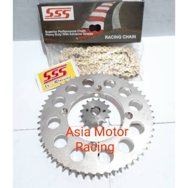 Gear Set SSS 428 KLX 150 -D Tracker Bf 150 Rantai SSS HSBT Gold 140L