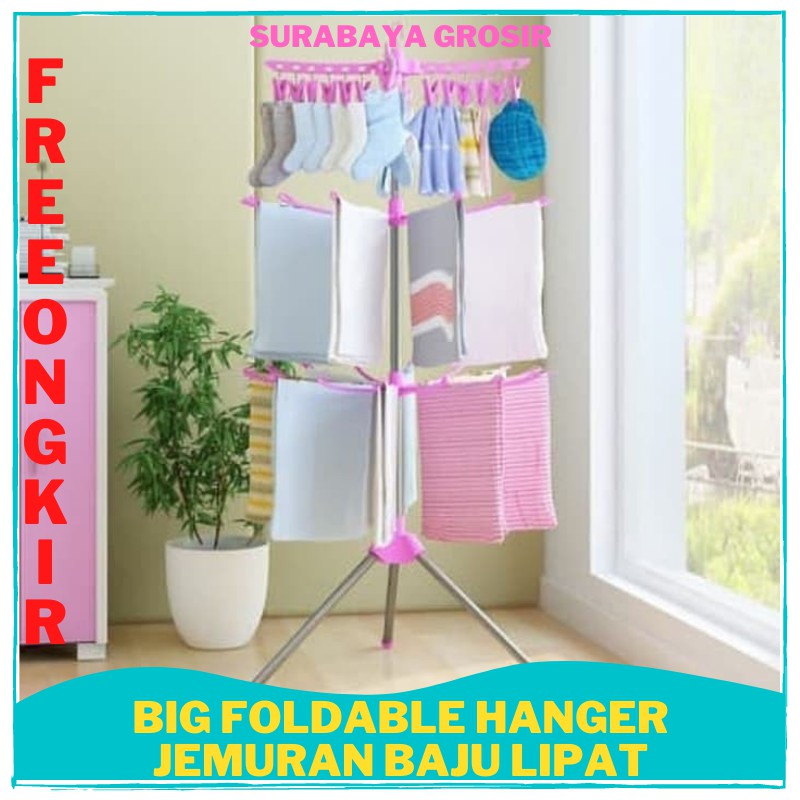 TERMURAH Big Foldable Hanger Jemuran Baju Lipat ORIGINAL Laundry Binatu Rumah Surabaya Grosir