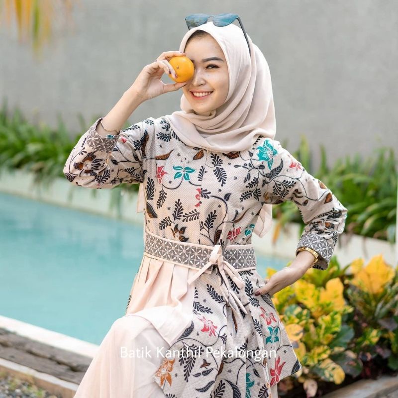 BAJU BATIK WANITA MODERN MONALISA GENES M,L,XL asli PEKALONGAN